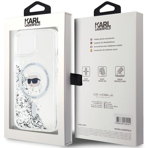 Karl Lagerfeld Liquid Glitter Karl Head MagSafe case for iPhone 15 / 14 / 13 - transparenteng