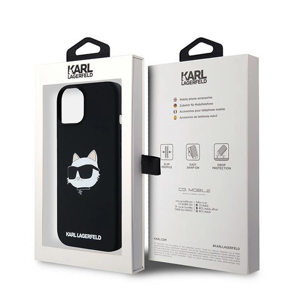 Karl Lagerfeld Silicone Choupette Head MagSafe Case for iPhone 15/14/13 - Blackeng
