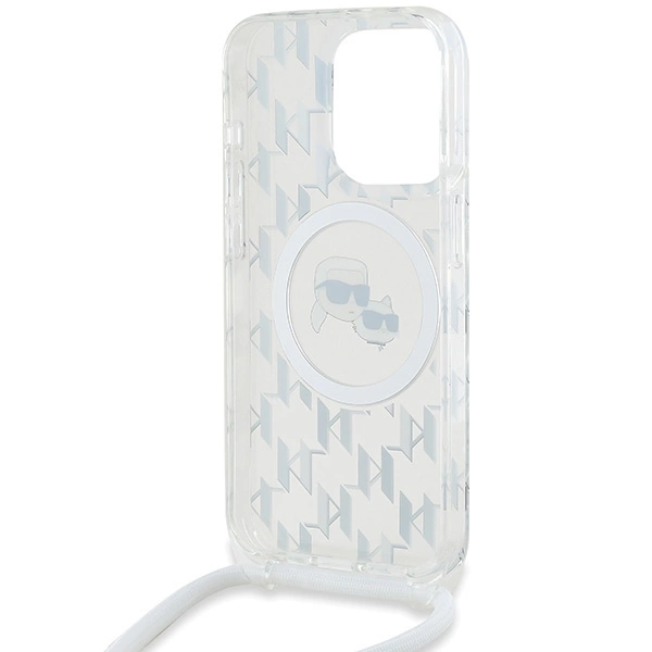 Karl Lagerfeld IML Crossbody Monogram Karl & Choupette Head MagSafe Case for iPhone 15 Pro Max - Transparenteng