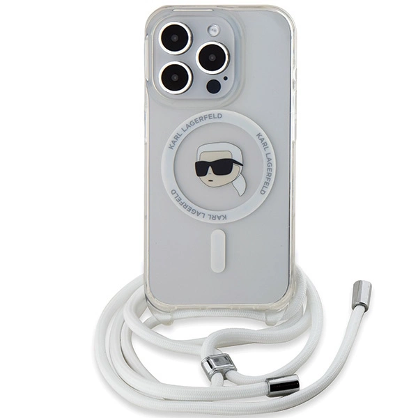 Karl Lagerfeld Crossbody IML Karl Head MagSafe case for iPhone 15 Pro Max - transparenteng