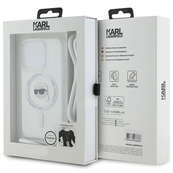 Karl Lagerfeld Crossbody IML Karl Head MagSafe case for iPhone 15 Pro Max - transparenteng