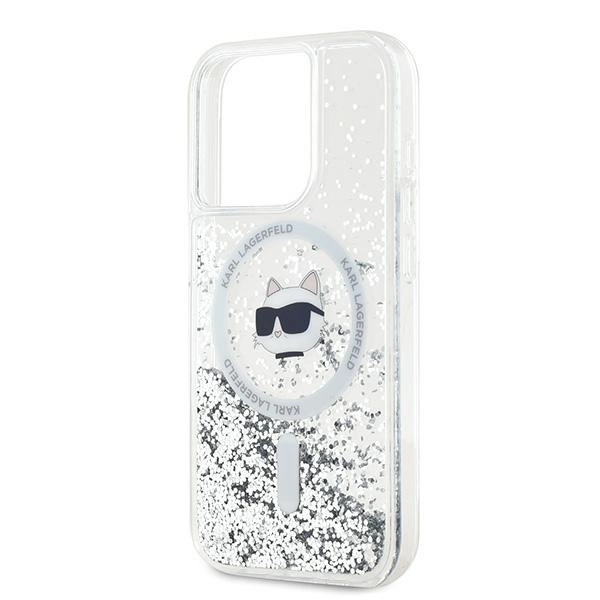 Karl Lagerfeld Liquid Glitter Choupette Head MagSafe case for iPhone 15 Pro Max - transparenteng