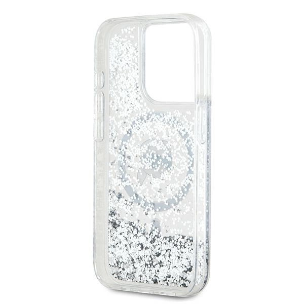 Karl Lagerfeld Liquid Glitter Karl Head MagSafe case for iPhone 15 Pro Max - transparenteng