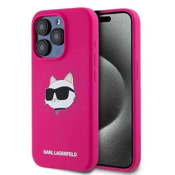 Karl Lagerfeld Silicone Choupette Head MagSafe case for iPhone 15 Pro Max - pinkeng