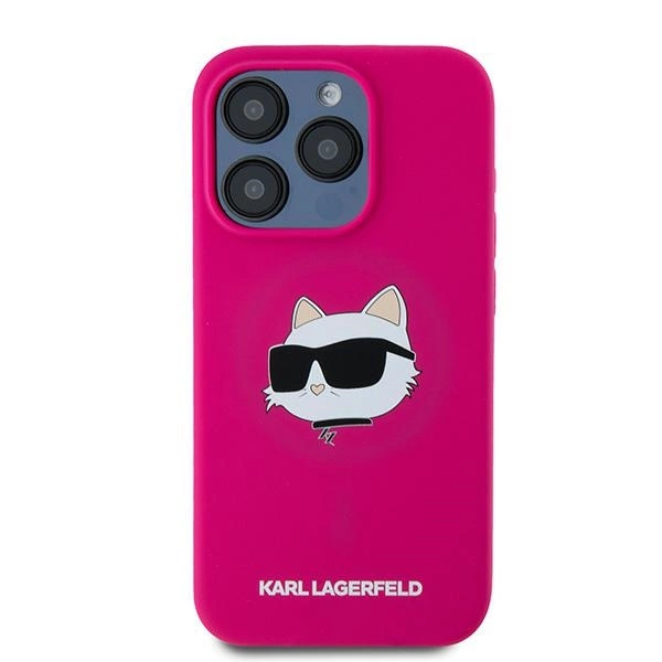 Karl Lagerfeld Silicone Choupette Head MagSafe case for iPhone 15 Pro Max - pinkeng
