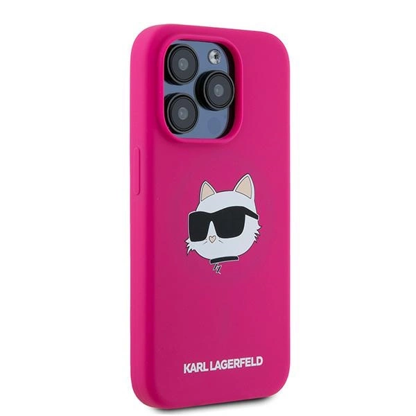 Karl Lagerfeld Silicone Choupette Head MagSafe case for iPhone 15 Pro Max - pinkeng