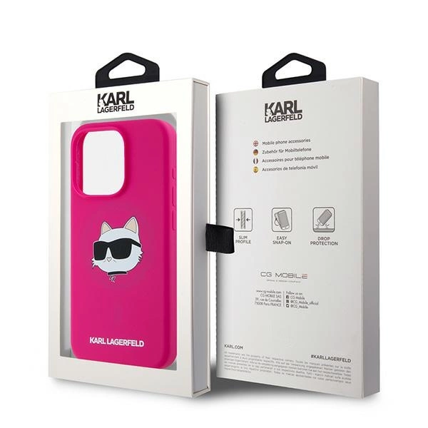 Karl Lagerfeld Silicone Choupette Head MagSafe case for iPhone 15 Pro Max - pinkeng