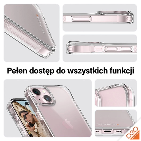 PanzerGlass Bundle 3in1 set transparent case + foil + camera cover for iPhone 15 Pluseng