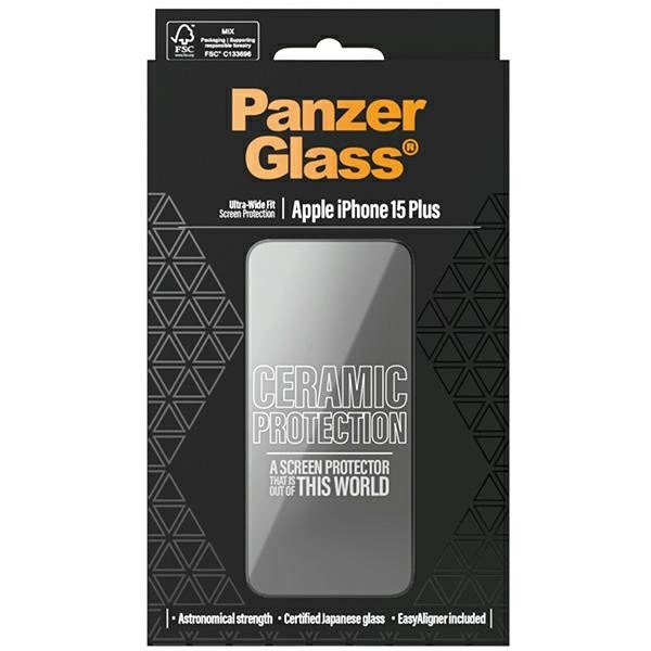 PanzerGlass Ceramic Protection ceramic glass for iPhone 15 Plus with positionereng