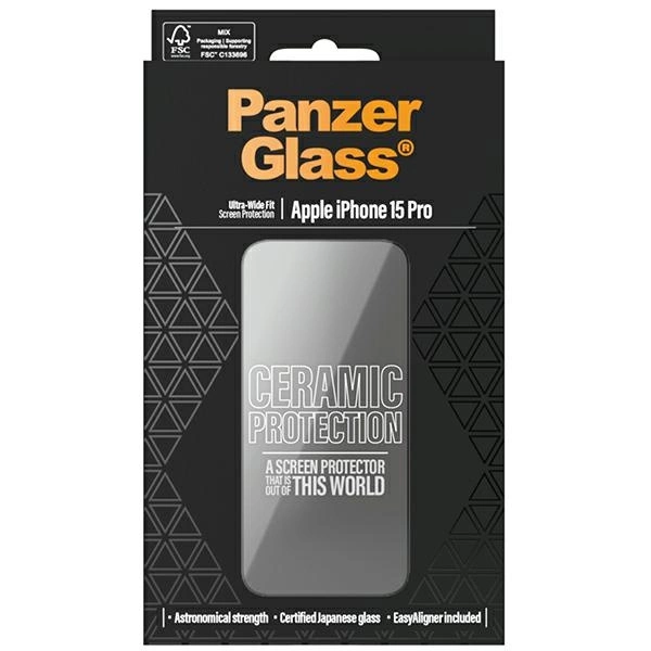 PanzerGlass Ceramic Protection ceramic glass for iPhone 15 Pro with positionereng