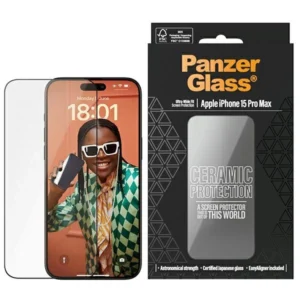 PanzerGlass Ceramic Protection ceramic glass for iPhone 15 Pro Max with positionereng