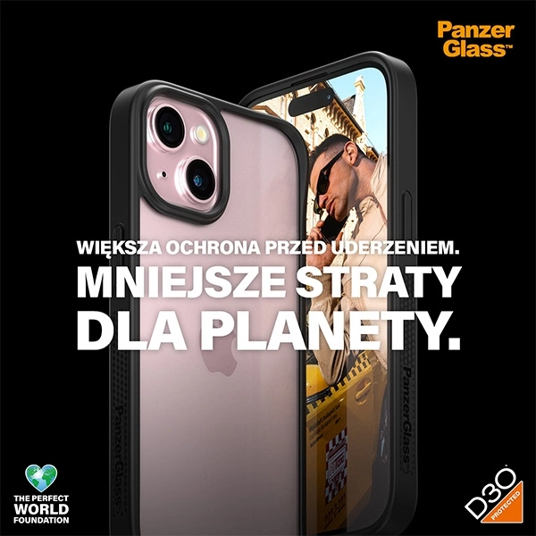 Military Grade Certified PanzerGlass ClearCase iPhone 15 Case - Transparent & Blackeng