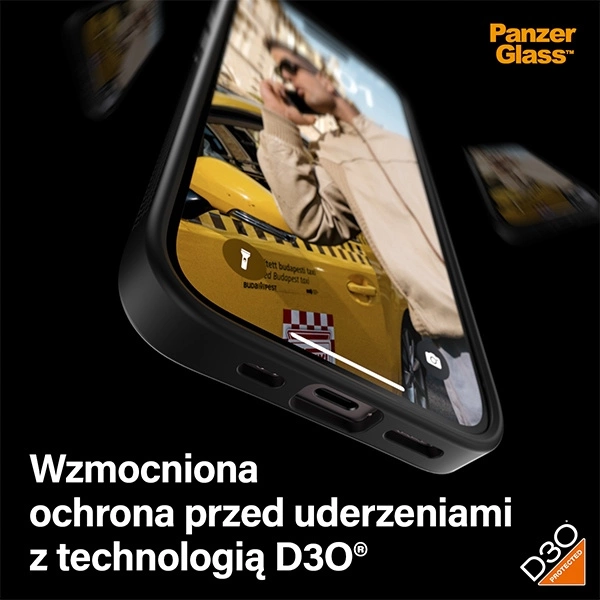 Military Grade Certified PanzerGlass ClearCase iPhone 15 Case - Transparent & Blackeng