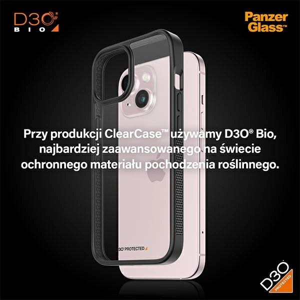 Military Grade Certified PanzerGlass ClearCase iPhone 15 Case - Transparent & Blackeng