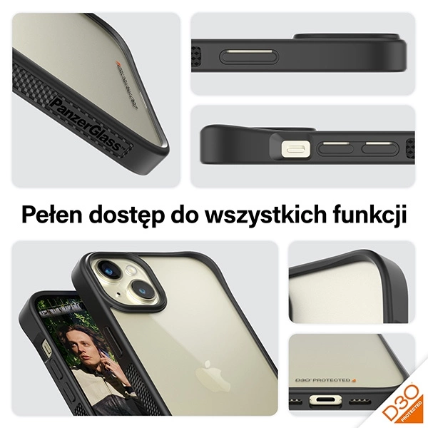 PanzerGlass ClearCase Case for iPhone 15 Plus / 14 Plus with Military Grade Certification - Clear & Blackeng