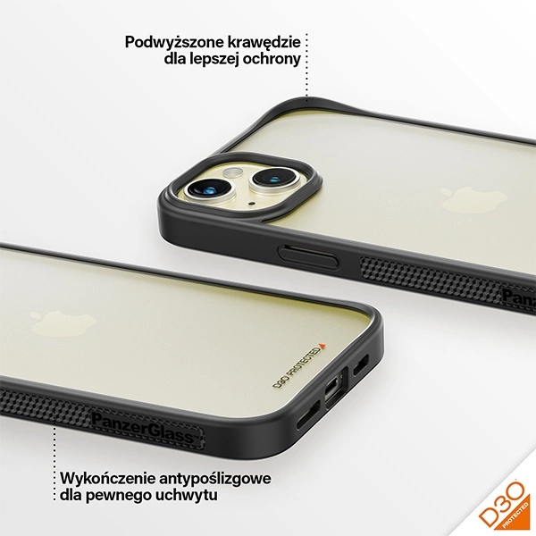 PanzerGlass ClearCase Case for iPhone 15 Plus / 14 Plus with Military Grade Certification - Clear & Blackeng