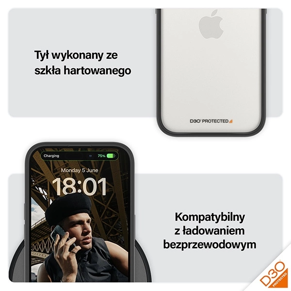 Military Grade Certified PanzerGlass ClearCase iPhone 15 Pro Case - Transparent & Blackeng