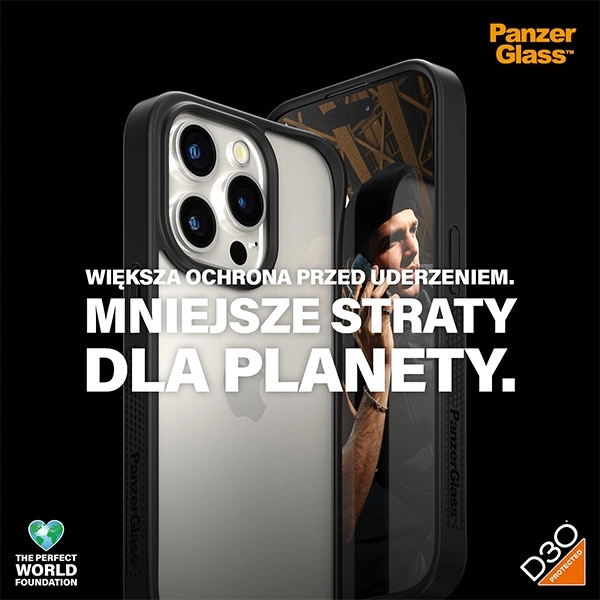 Military Grade Certified PanzerGlass ClearCase iPhone 15 Pro Case - Transparent & Blackeng