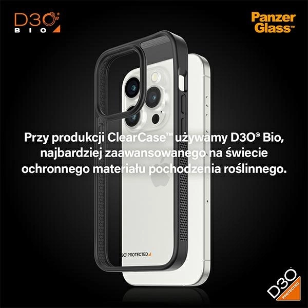 Military Grade Certified PanzerGlass ClearCase iPhone 15 Pro Case - Transparent & Blackeng