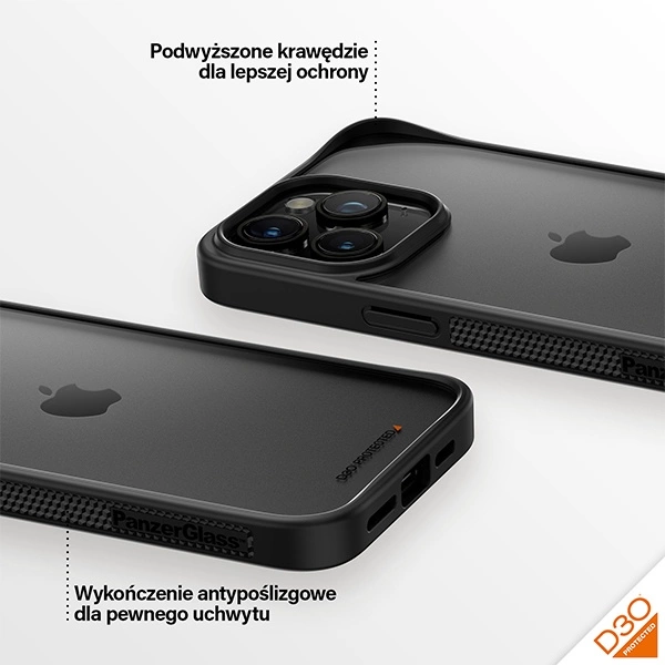 PanzerGlass ClearCase Case for iPhone 15 Pro Max with Military Grade Certification - Transparent and Blackeng