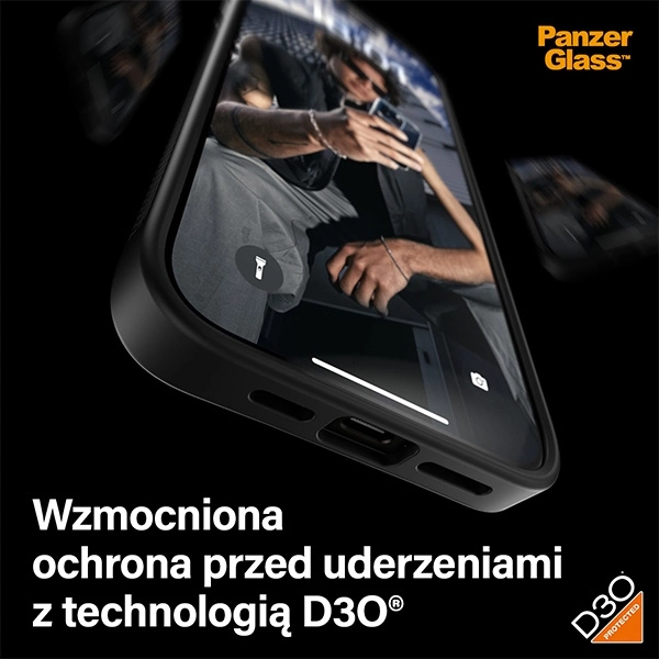PanzerGlass ClearCase Case for iPhone 15 Pro Max with Military Grade Certification - Transparent and Blackeng