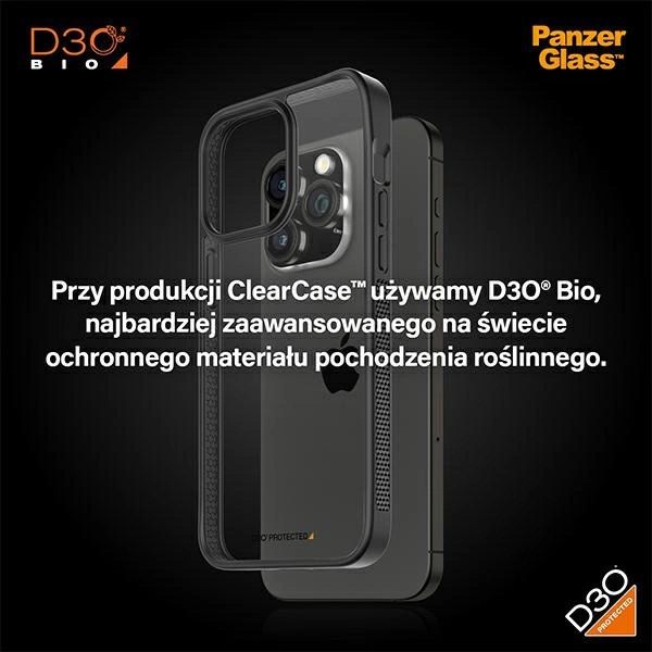 PanzerGlass ClearCase Case for iPhone 15 Pro Max with Military Grade Certification - Transparent and Blackeng
