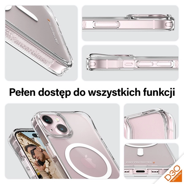 PanzerGlass HardCase with MagSafe with D3O and Military Grade Certification for iPhone 15/14/13 - Transparenteng