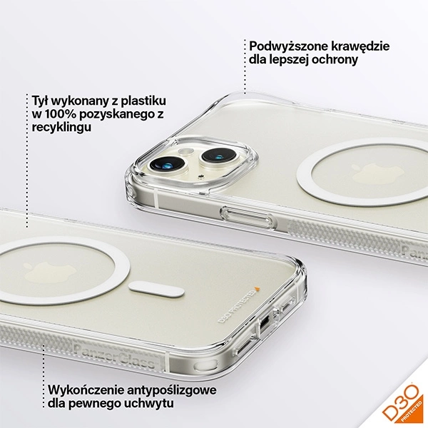 PanzerGlass HardCase with MagSafe with D3O and Military Grade Certified for iPhone 15 Plus / 14 Plus - Transparenteng