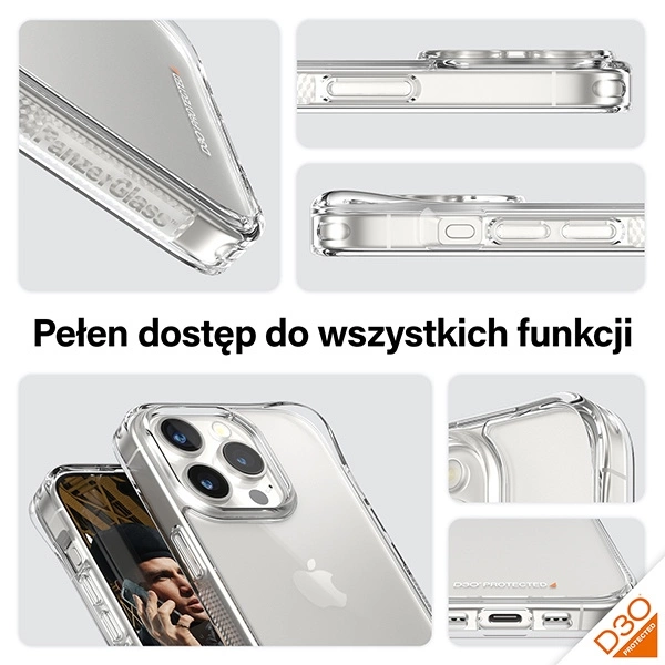 PanzerGlass HardCase with D3O and Military Grade certification for iPhone 15 Pro - transparenteng