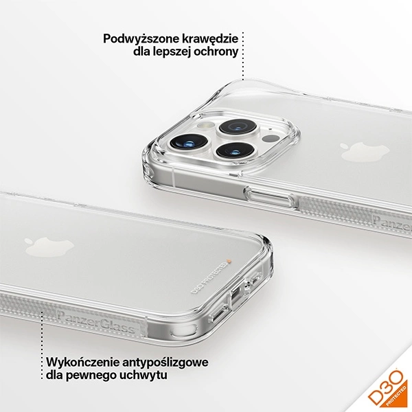 PanzerGlass HardCase with D3O and Military Grade certification for iPhone 15 Pro - transparenteng