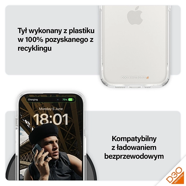 PanzerGlass HardCase with D3O and Military Grade certification for iPhone 15 Pro - transparenteng