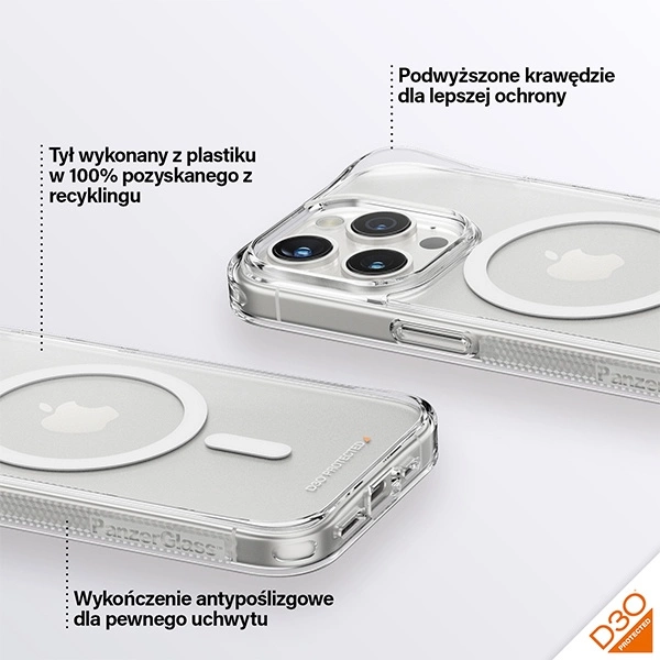 PanzerGlass HardCase with MagSafe with D3O and Military Grade Certified for iPhone 15 Pro - Transparenteng