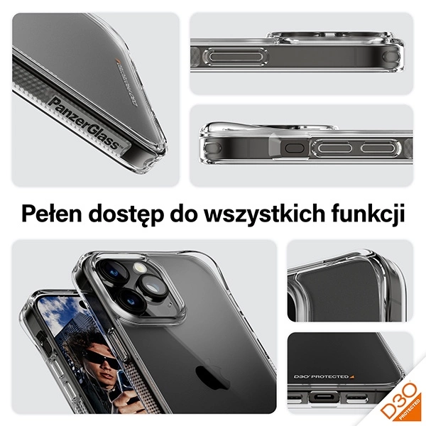 PanzerGlass HardCase with D3O and Military Grade certification for iPhone 15 Pro Max - transparenteng