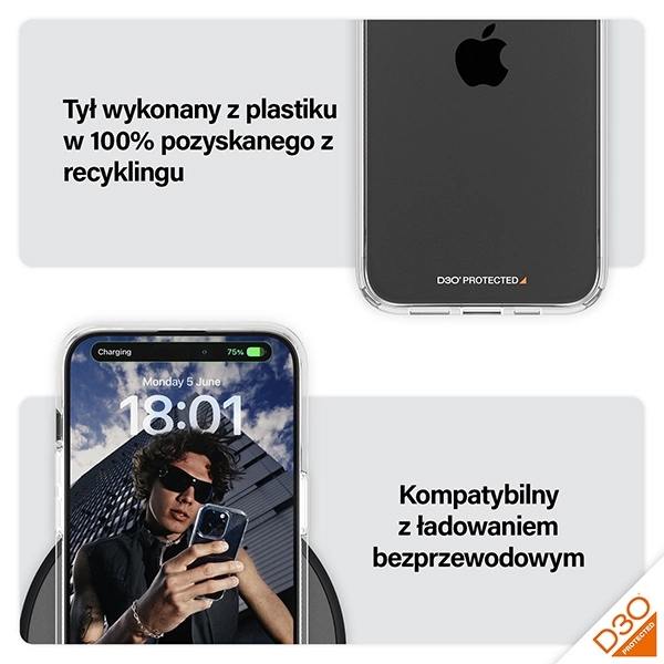 PanzerGlass HardCase with D3O and Military Grade certification for iPhone 15 Pro Max - transparenteng