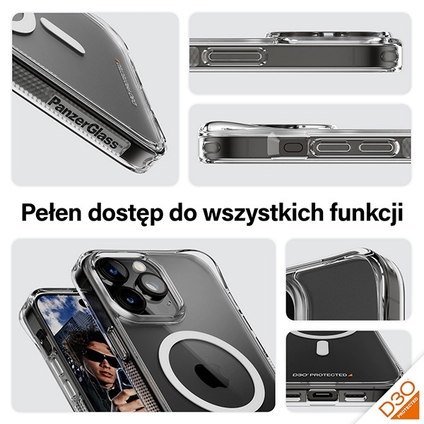 PanzerGlass HardCase with MagSafe with D3O and Military Grade Certified for iPhone 15 Pro Max - Transparenteng