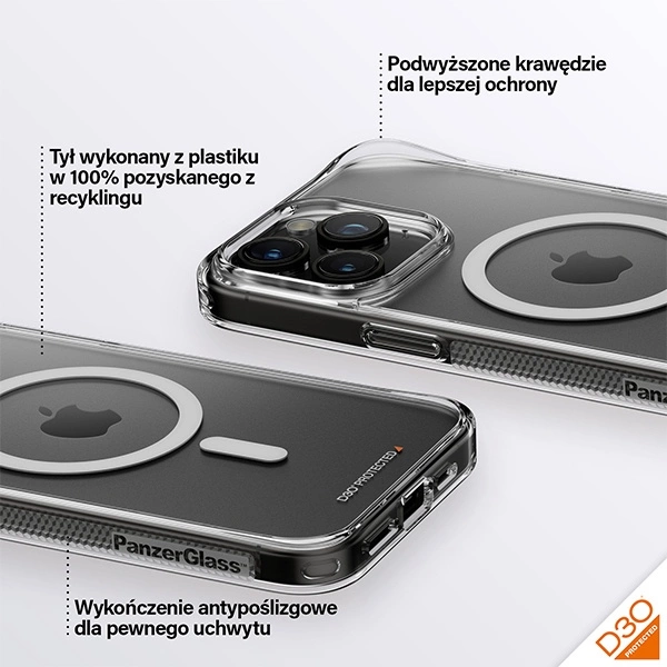 PanzerGlass HardCase with MagSafe with D3O and Military Grade Certified for iPhone 15 Pro Max - Transparenteng