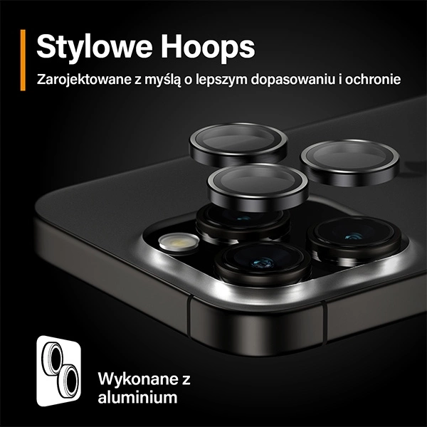 PanzerGlass Hoops Camera Protection for iPhone 15 Pro / 15 Pro Max - with Black Frameeng