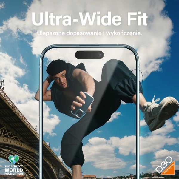 PanzerGlass Matrix Ultra-Wide-Fit hybrid glass for iPhone 15 Pro with positionereng