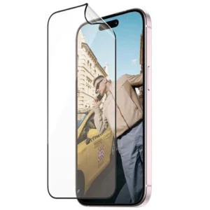 PanzerGlass Matrix Ultra-Wide-Fit hybrid glass for iPhone 15 with positionereng