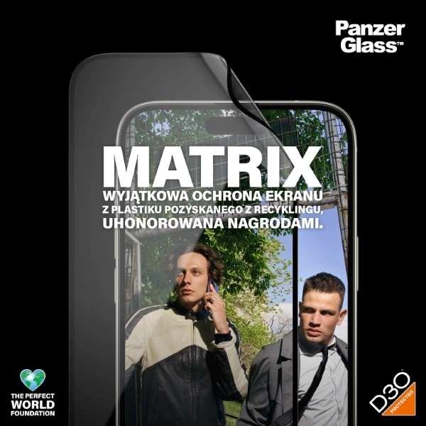 PanzerGlass Matrix Ultra-Wide-Fit hybrid glass for iPhone 15 Plus with positionereng