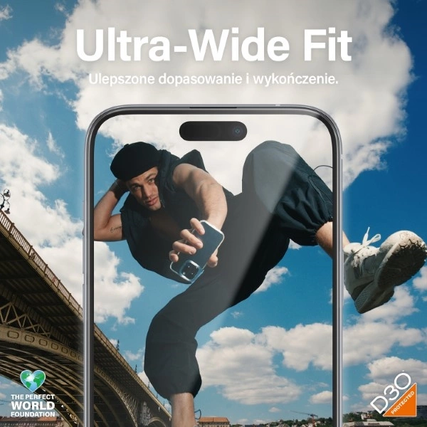 PanzerGlass Matrix Ultra-Wide-Fit hybrid glass for iPhone 15 Plus with positionereng
