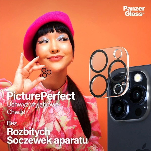 PanzerGlass Picture Perfect Camera Protection for iPhone 15 Pro / 15 Pro Max - with Black Frameeng