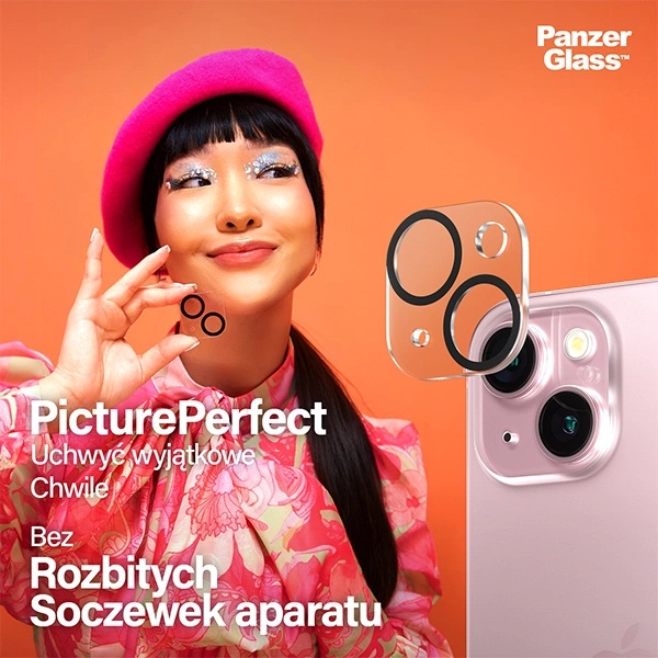 PanzerGlass Picture Perfect camera protection for iPhone 15 / 15 Plus - with black frameeng
