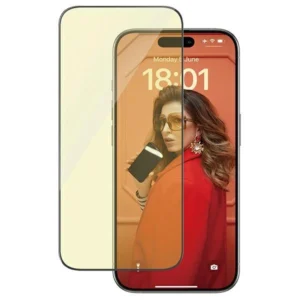 PanzerGlass Ultra-Wide Fit Tempered Glass with Glare and Blue Light Filter with Positioner for iPhone 15 Proeng
