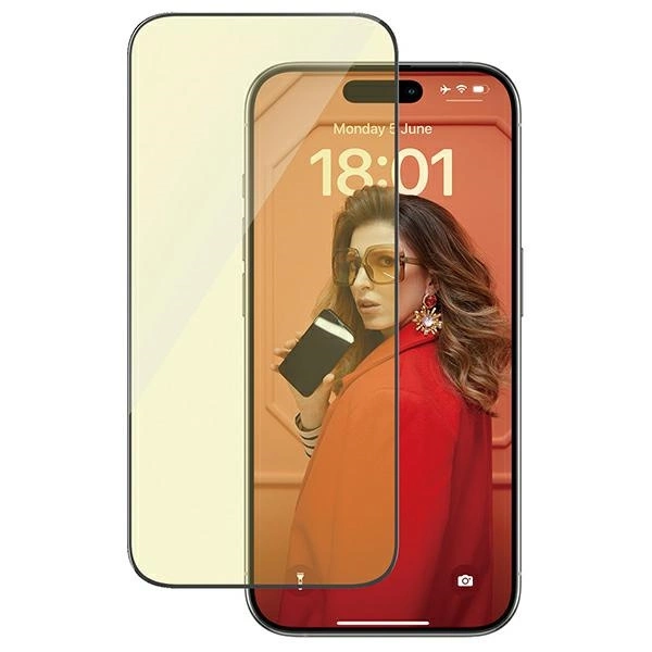 PanzerGlass Ultra-Wide Fit Tempered Glass with Glare and Blue Light Filter with Positioner for iPhone 15 Proeng