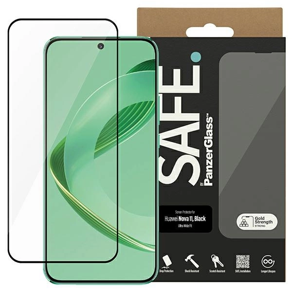 SAFE by PanzerGlass Ultra-Wide Fit tempered glass on Huawei nova 11 - with black frameeng