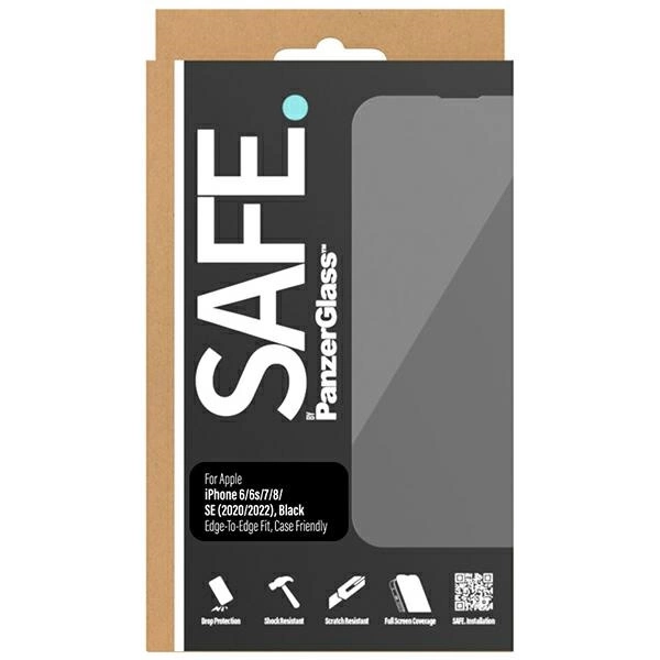 SAFE by PanzerGlass Edge-to-Edge tempered glass for iPhone SE 2020 / SE 2022 / 8 / 7 / 6 / 6s - with black frameeng