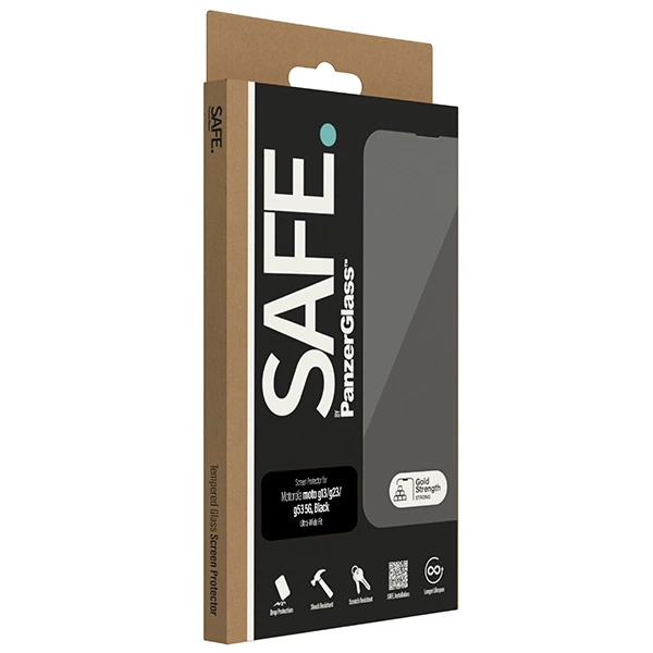 SAFE by PanzerGlass Ultra-Wide Fit Tempered Glass for Motorola Moto G13 / G23 / G53 5G - with Black Frameeng