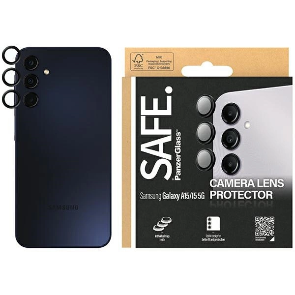 SAFE by PanzerGlass camera cover for Samsung Galaxy A15 / A15 5G - with black frameeng