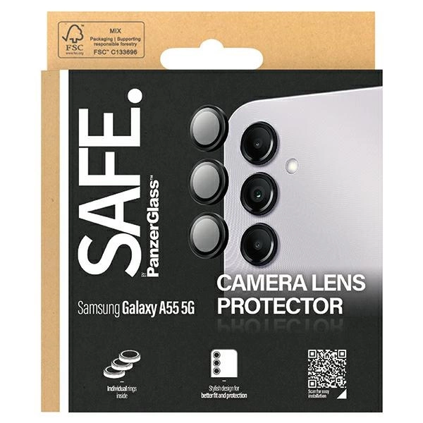 SAFE by PanzerGlass camera cover for Samsung Galaxy A55 5G - with black frameeng